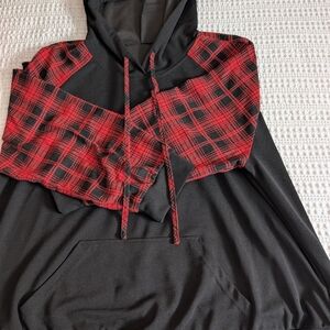 SHEIN Black and Red Plaid Hoodie